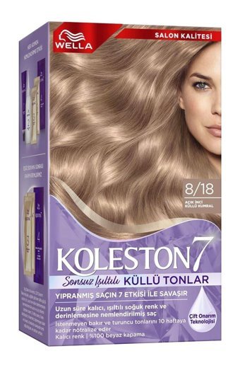 Wella Koleston Supreme 8.18 Açık İnci Küllü Kumral Organik Krem Saç Boyası 60 ml