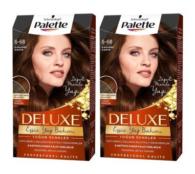 Palette Deluxe 6.68 Karamel Kahve Amonyaksız Krem Saç Boyası 2x99 ml