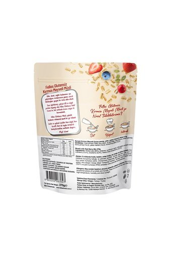Fellas Glutensiz Karışık Kuruyemişli Müsli 270 gr + Kırmızı Meyveli Glutensiz Granola 270 gr