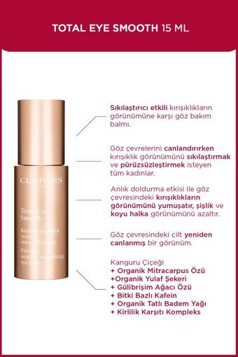 Clarins Total Eye Smooth Tüm Ciltler için Göz Çevresi Balm Pompalı 15 ml