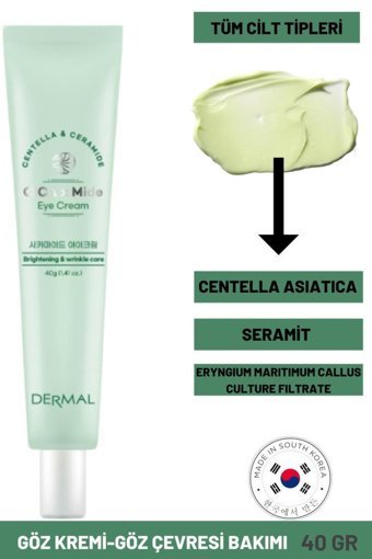Dermal Centella Asiatica Tüm Ciltler için Göz Çevresi Krem Tüp 40 gr