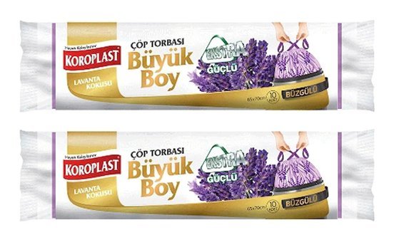 Koroplast Lavanta Kokulu Büzgülü Büyük Boy 65x70 cm Çöp Poşeti 24x10 Adet Mor