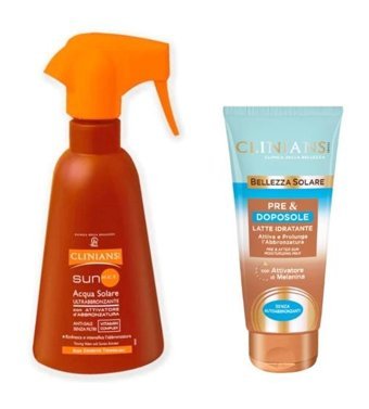 Clinians Sun Acqua Solare Yoğun Tüm Vücut İçin Güneşsiz Bronzlarştırıcı Sprey 400 ml + + Pre & After Sun Nemlendirici Süt 200 ml