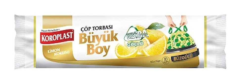 Koroplast Limon Kokulu Büzgülü Büyük Boy 65x70 cm Çöp Poşeti 4x10 Adet Sarı