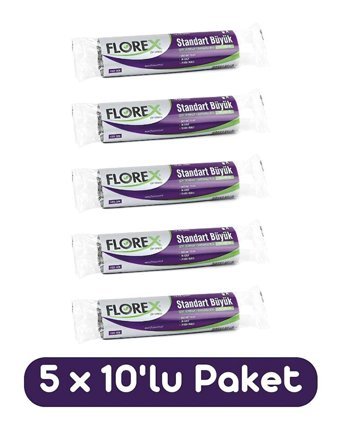 Florex Büyük Boy 65x80 cm 5x10 Adet Çöp Poşeti