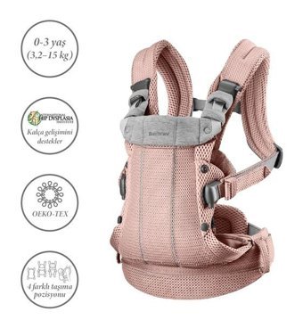 BabyBjörn Harmony 15 kg Kapasiteli Oturaklı Her Yöne Yenidoğan Kanguru Dusty Pink