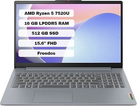 Lenovo IdeaPad Slim 3 15AMN8 82XQ00DATX Radeon Graphics AMD Ryzen 5 7520U 16 GB Ram 512 GB SSD 15.6 inç Full HD FreeDos Laptop