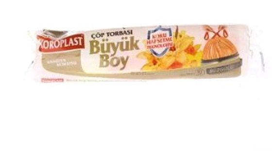 Koroplast Vanilya Kokulu Büzgülü Büyük Boy 65x70 cm Çöp Poşeti 6x10 Adet Beyaz