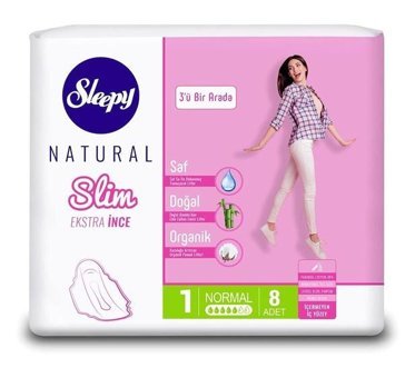 Sleepy Natural Slim Organik Ekstra İnce 8'li Hijyenik Ped 1 Adet
