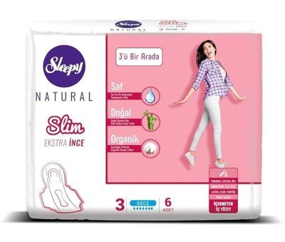 Sleepy Natural Slim Organik Ekstra İnce 6'lı Hijyenik Ped 1 Adet