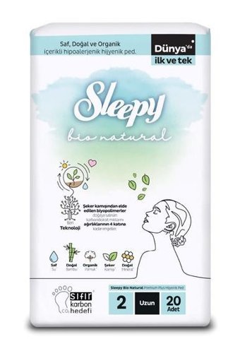 Sleepy Bio Natural Premium Plus Organik İnce Antialerjik 20'li Hijyenik Ped 1 Adet