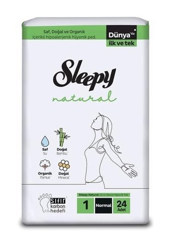 Sleepy Natural Ultra Hassas Organik İnce Antialerjik 24'lü Hijyenik Ped 4 Adet