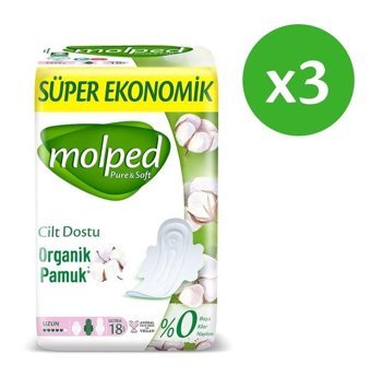 Molped Pure&Soft Organik İnce Antialerjik 18'li Hijyenik Ped 3 Adet