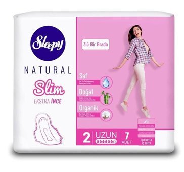 Sleepy Natural Slim Organik Ekstra İnce 7'li Hijyenik Ped 1 Adet
