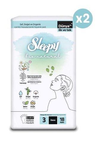 Sleepy Bio Natural Premium Plus Organik İnce Antialerjik 36'lı Hijyenik Ped 1 Adet