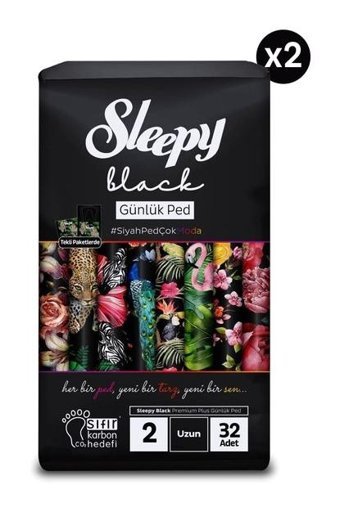 Sleepy Black Premium Plus Organik İnce Antialerjik 64'lü Hijyenik Ped 1 Adet
