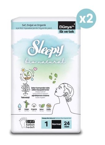 Sleepy Bio Natural Premium Plus Organik İnce Antialerjik 48'li Hijyenik Ped 1 Adet