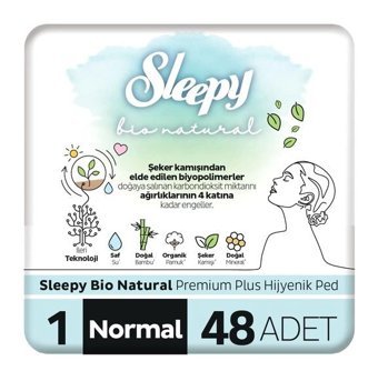 Sleepy Bio Natural Premium Plus Organik İnce Antialerjik 48'li Hijyenik Ped 1 Adet