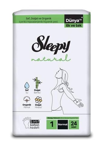 Sleepy Natural Ultra Hassas Organik İnce Antialerjik 24'lü Hijyenik Ped 1 Adet
