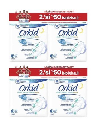 Orkid Ekstra Hassas Cesaret İnce 14'lü Hijyenik Ped 4 Adet