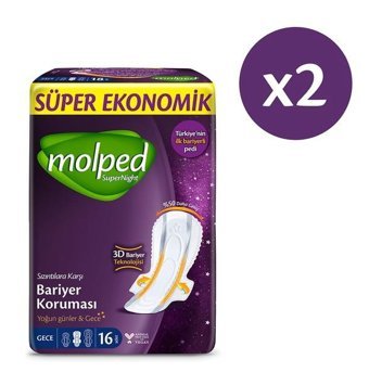 Molped Super Night İnce 18'li Hijyenik Ped 2 Adet