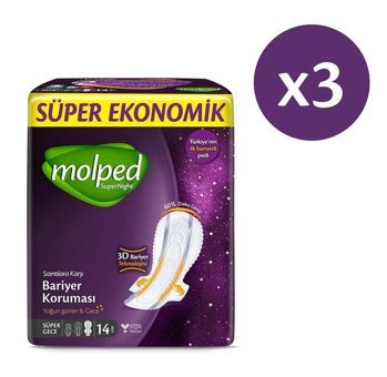 Molped Super Night İnce 14'lü Hijyenik Ped 3 Adet