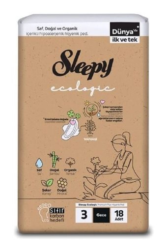 Sleepy Ecologic Premium Plus Organik İnce Antialerjik 18'li Hijyenik Ped 4 Adet