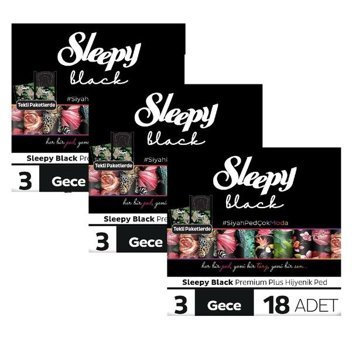 Sleepy Black Premium Plus Organik İnce Antialerjik 18'li Hijyenik Ped 3 Adet