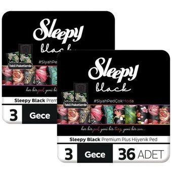 Sleepy Black Premium Plus Organik İnce Antialerjik 18'li Hijyenik Ped 2 Adet