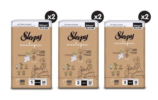 Sleepy Ecologic Premium Plus Organik İnce Antialerjik 124'lü Hijyenik Ped 3 Adet