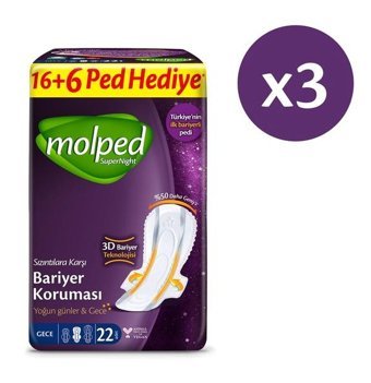 Molped Super Night İnce 22'li Hijyenik Ped 3 Adet