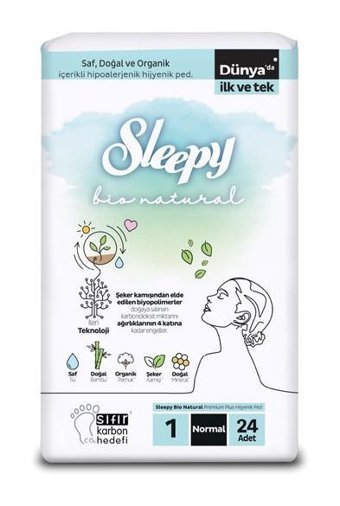 Sleepy Bio Natural Premium Plus Organik İnce Antialerjik 24'lü Hijyenik Ped 1 Adet