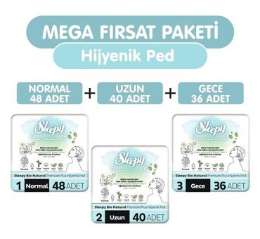 Sleepy Bio Natural Premium Plus Organik İnce Antialerjik 124'lü Hijyenik Ped 3 Adet