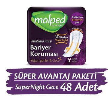 Molped Super Night İnce 16'lı Hijyenik Ped 3 Adet
