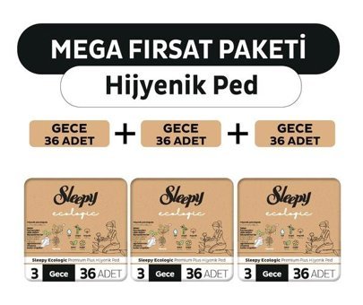 Sleepy Ecologic Premium Plus Organik İnce Antialerjik 36'lı Hijyenik Ped 3 Adet