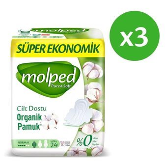 Molped Pure&Soft Organik İnce Antialerjik 24'lü Hijyenik Ped 3 Adet
