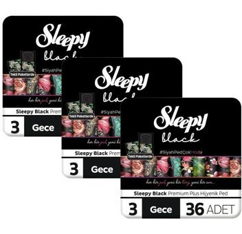 Sleepy Black Premium Plus Organik İnce Antialerjik 18'li Hijyenik Ped 6 Adet