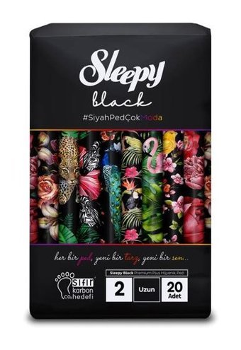 Sleepy Black Premium Plus Organik İnce Antialerjik 20'li Hijyenik Ped 1 Adet