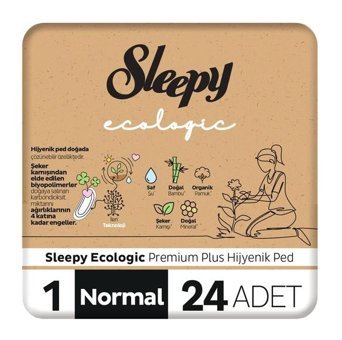 Sleepy Ecologic Premium Plus Organik İnce Antialerjik 24'lü Hijyenik Ped 1 Adet