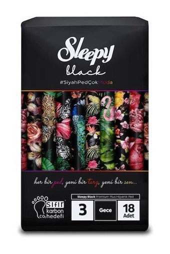 Sleepy Black Premium Plus Organik İnce Antialerjik 18'li Hijyenik Ped 1 Adet