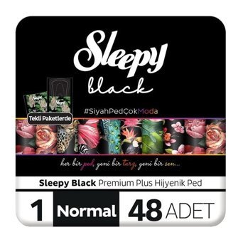 Sleepy Black Premium Plus Organik İnce Antialerjik 48'li Hijyenik Ped 1 Adet
