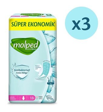 Molped Extra Hijyen İnce 18'li Hijyenik Ped 3 Adet
