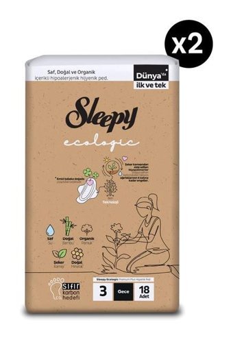 Sleepy Ecologic Premium Plus Organik İnce Antialerjik 36'lı Hijyenik Ped 1 Adet