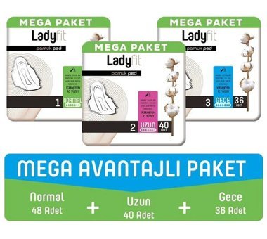 Ladyfit Pamuk İnce 124'lü Hijyenik Ped 3 Adet