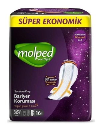 Molped Super Night İnce 16'lı Hijyenik Ped 1 Adet