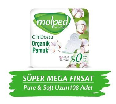 Molped Pure&Soft 108 Organik İnce Antialerjik 36'lı Hijyenik Ped 3 Adet