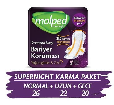 Molped Super Night İnce 68'li Hijyenik Ped 3 Adet