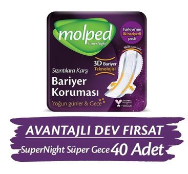Molped Super Night İnce 20'li Hijyenik Ped 2 Adet