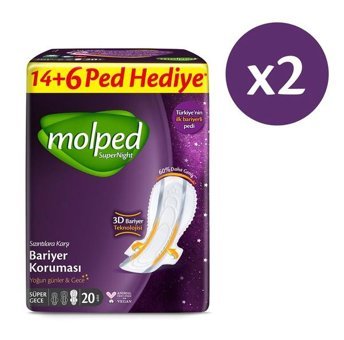 Molped Super Night İnce 20'li Hijyenik Ped 2 Adet