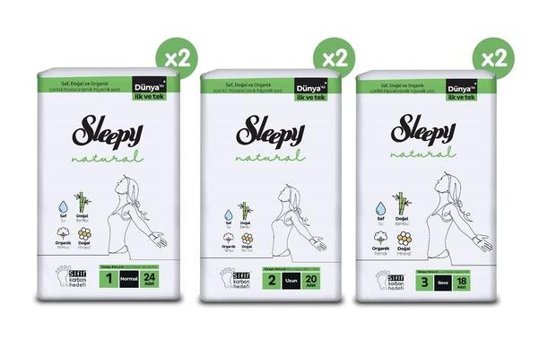 Sleepy Natural Ultra Hassas Organik İnce Antialerjik 124'lü Hijyenik Ped 3 Adet